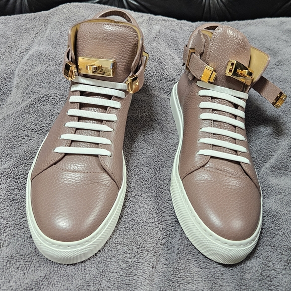Buscemi Brown Leather Sneakers with Gold Accents